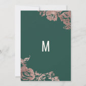 Chic Emerald Green Roos Gold Floral Evening Kaart (Achterkant)