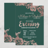 Chic Emerald Green Roos Gold Floral Evening Kaart (Voorkant / Achterkant)