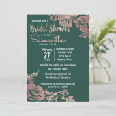 Chic Emerald Green Roos Gold Floral Vrijgezellenfe Kaart (Staand voorkant)