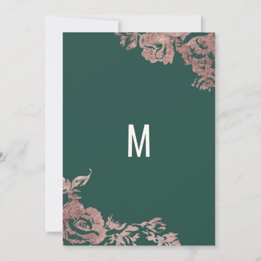 Chic Emerald Green Roos Gold Floral Vrijgezellenfe Kaart (Achterkant)