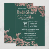 Chic Emerald Green Roos Gold Floral Vrijgezellenfe Kaart (Voorkant / Achterkant)