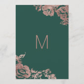 Chic Emerald Green Roos Gold Floral Wedding Programmakaart (Achterkant)