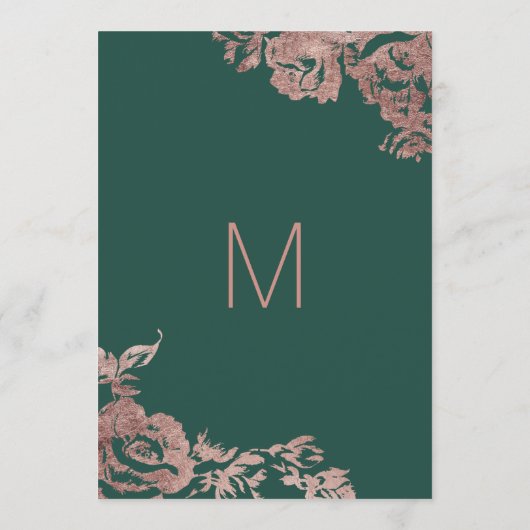 Chic Emerald Green Roos Gold Floral Wedding Programmakaart (Achterkant)