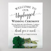 Chic Emerald Green Roos Unplugged Wedding Ceremony Poster (Voorkant)