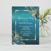 Chic Emerald Green Roses Frame Retirement Party Kaart (Staand voorkant)