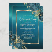 Chic Emerald Green Roses Frame Retirement Party Kaart (Voorkant / Achterkant)