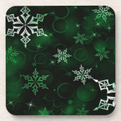 Chic Emerald Green Snowflake Motif Bier Onderzetter (Voorkant)