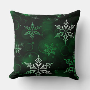 Chic Emerald Green Snowflake Motif Kussen