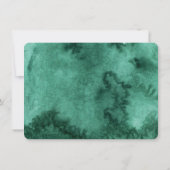 Chic Emerald Green Waterverf Goud & Bloemen Lijst Save The Date (Achterkant)