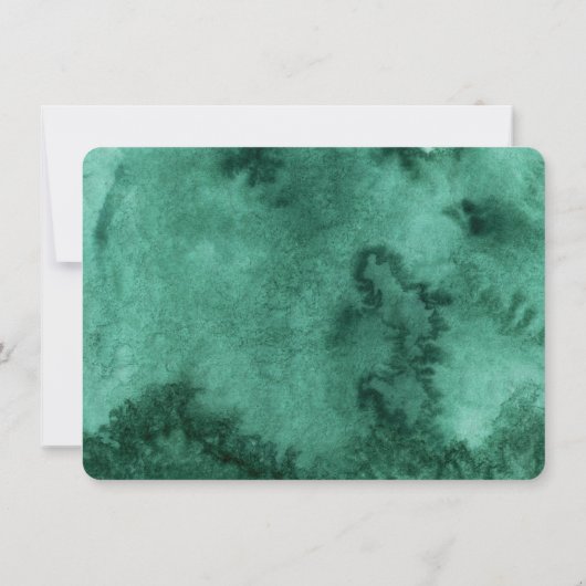 Chic Emerald Green Waterverf Goud & Bloemen Lijst Save The Date (Achterkant)