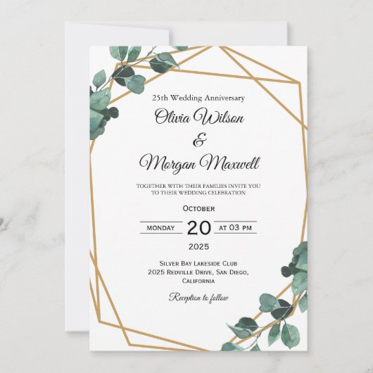 Chic Emerald Greenery Wedding Jubileum Kaart (Voorkant)