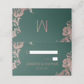 Chic Emerald Groen Roos Goud Bloemen Plaats Kaarte Plaatskaartje (Buitenkant ongevouwen)