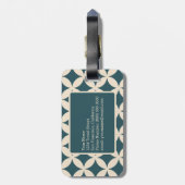 Chic Emerald Ivory Geometric Pattern Monogram Bagagelabel (Achterkant verticaal)