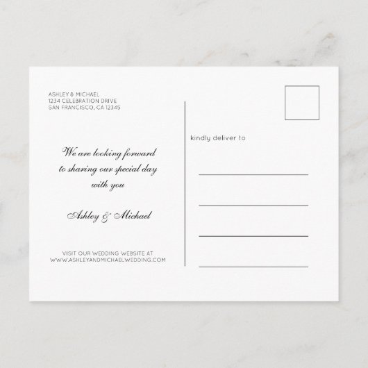 Chic Emerald Ivory Wedding Save the Date Photo Aankondigingskaart (Achterkant)