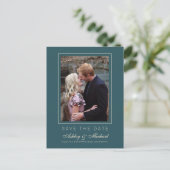 Chic Emerald Ivory Wedding Save the Date Photo Aankondigingskaart (Staand voorkant)