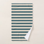 Chic Emerald Off-White Gestreept patroon Bad Handdoek (Handdoek)