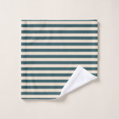 Chic Emerald Off-White Gestreept patroon Bad Handdoek (Wasdoekje)