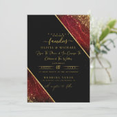 CHIC EMERALD RED DARK FOLIE ABSTRACT AGATE WEDDING KAART (Staand voorkant)