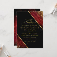 CHIC EMERALD RED DARK FOLIE ABSTRACT AGATE WEDDING