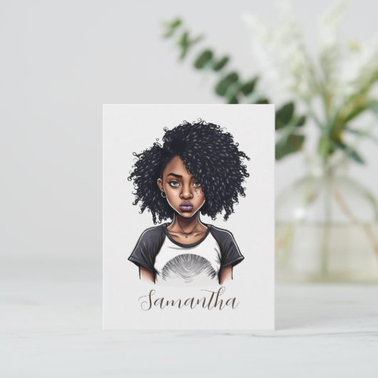 Chic en Classy Afro Woman Briefkaart (Staand voorkant)
