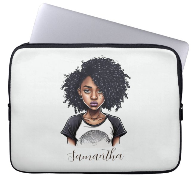 Chic en Classy Afro Woman Laptop Sleeve (Voorkant)