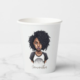 Chic en Classy Afro Woman Papieren Bekers