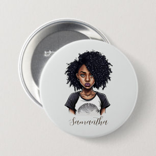 Chic en Classy Afro Woman Ronde Button 7,6 Cm