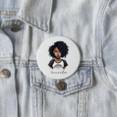 Chic en Classy Afro Woman Ronde Button 7,6 Cm (In situ)