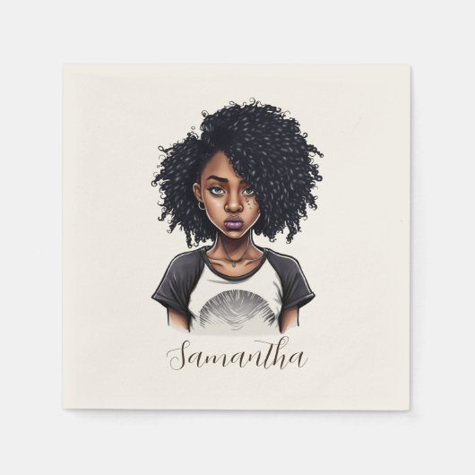 Chic en Classy Afro Woman Servet (Voorkant)