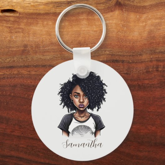 Chic en Classy Afro Woman Sleutelhanger (Voorkant)