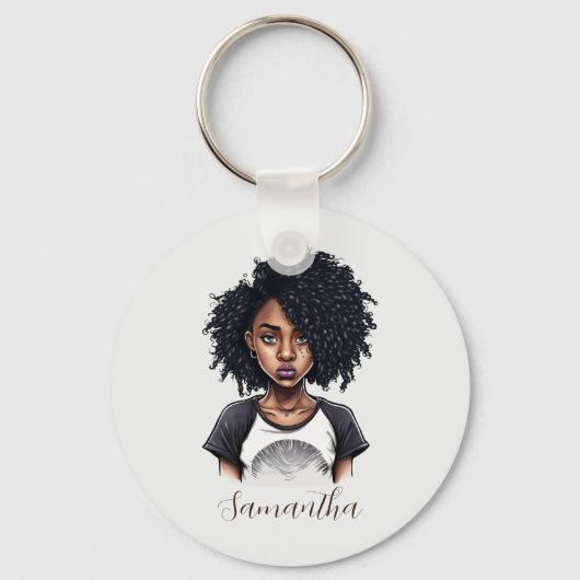 Chic en Classy Afro Woman Sleutelhanger (Achterkant)