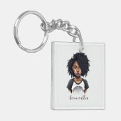 Chic en Classy Afro Woman Sleutelhanger (Voorkant Links)