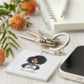 Chic en Classy Afro Woman Sleutelhanger (Voorkant Rechts)