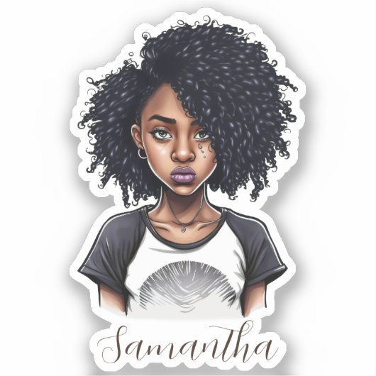 Chic en Classy Afro Woman Sticker (Voorkant)