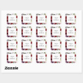 Chic en Elegant Custom Red Floral Wedding Vierkante Sticker (Vel)