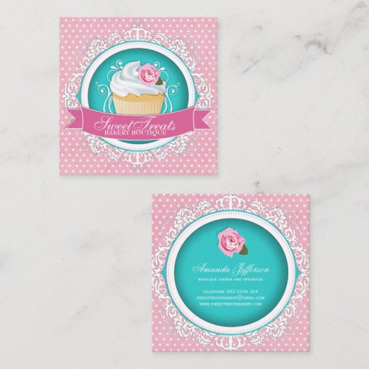 Chic- en elegante Visitekaartjes voor cupcake (Voorkant / Achterkant)