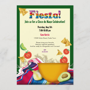 Chic en Fun Mexican Fiesta Party Invitation Kaart