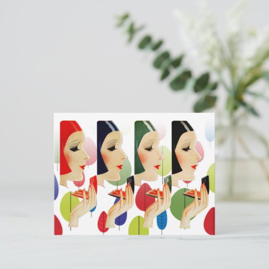 Chic- en kleurrijke cosmetische compacten briefkaart (Staand voorkant)