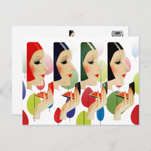 Chic- en kleurrijke cosmetische compacten briefkaart (Voorkant / Achterkant)