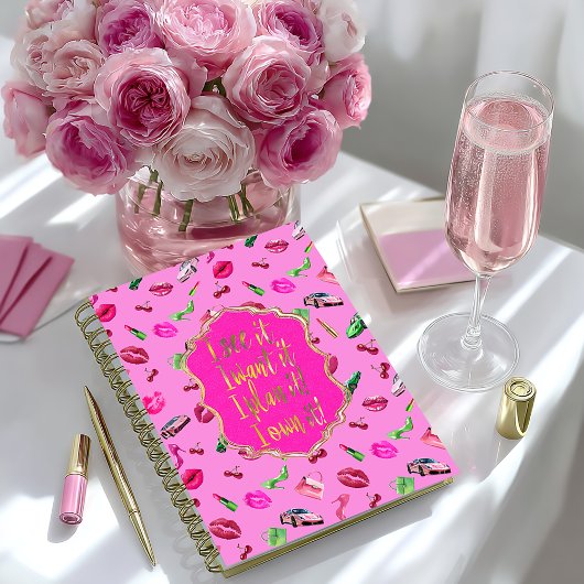 Chic en leuk hotroze & groene glamour “Ik zie het” Planner