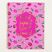 Chic en leuk hotroze & groene glamour “Ik zie het” Planner (Voorkant)