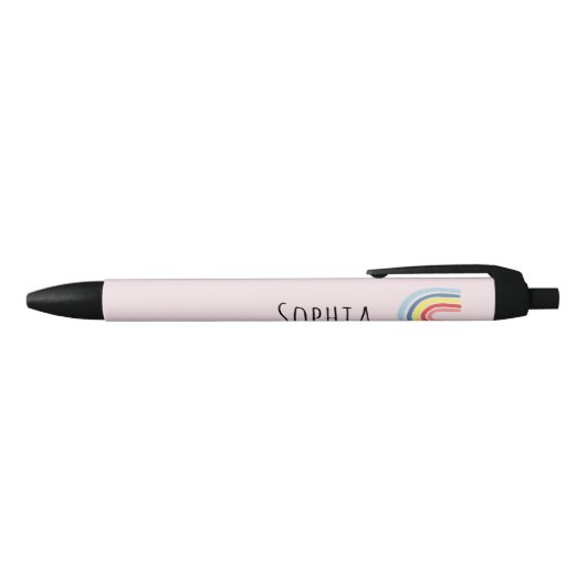 Chic en Modern Blush Pink Boho Rainbow Zwarte Inkt Pen (Bovenkant)