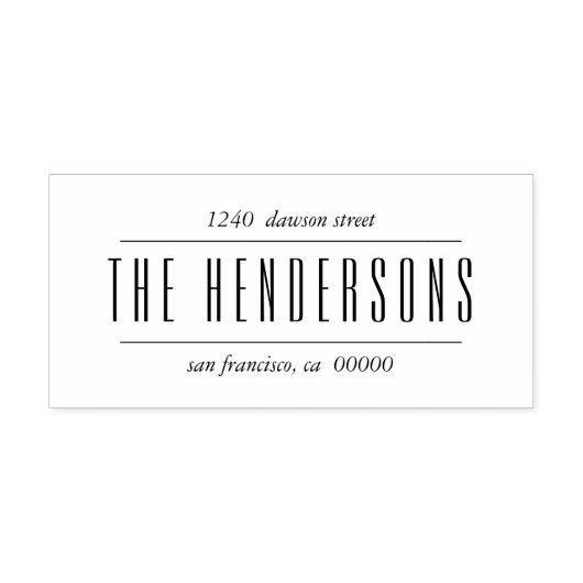 Chic en modern familienaam in vet script retouradr  zelfinktende stempel (Design)