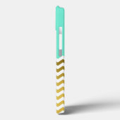 Chic en stijlvol Aqua Green, Gold en White Chevron Case-Mate iPhone Case (Achterkant / Links)