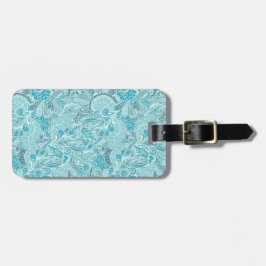 Chic en stijlvol blauw en Blauwgroen Paisley Print Bagagelabel
