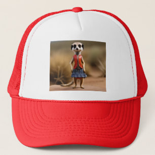 Chic en Stijlvol: Meerkatmeisje in Rok en Jas Trucker Pet