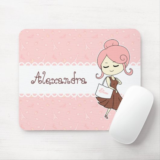 Chic en trendy Paris Eiffel Tower Girly girl Muismat (Met muis)