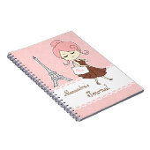 Chic en trendy Paris Eiffel Tower Girly girl Notitieboek (Rechterzijde)