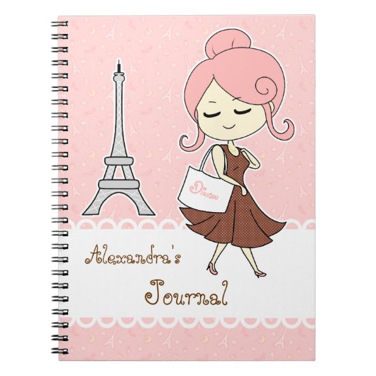 Chic en trendy Paris Eiffel Tower Girly girl Notitieboek (Voorkant)
