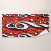 Chic en Trendy Red White en Black Clef Notes Badhanddoek (Badhanddoek)